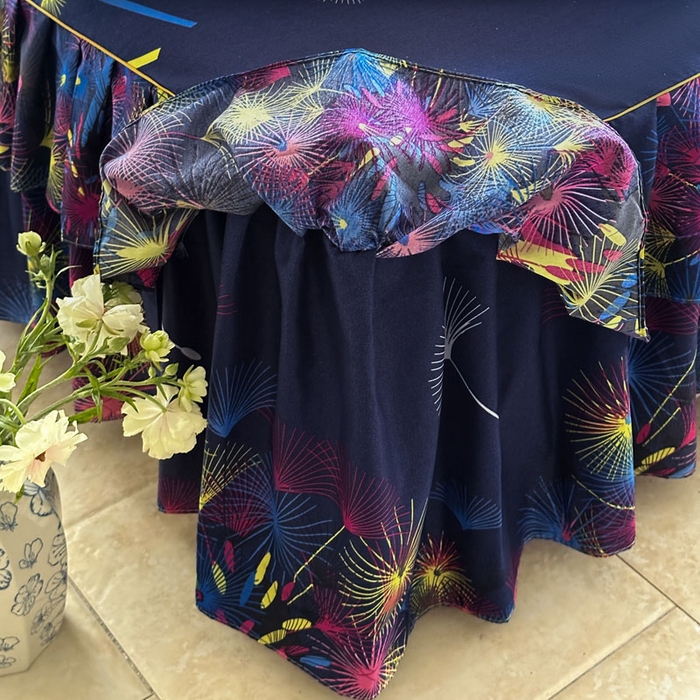 91家纺网 家纺一手货源 找家纺 雨田家纺 2025新款亲肤印花床裙三件套系列 五彩缤纷