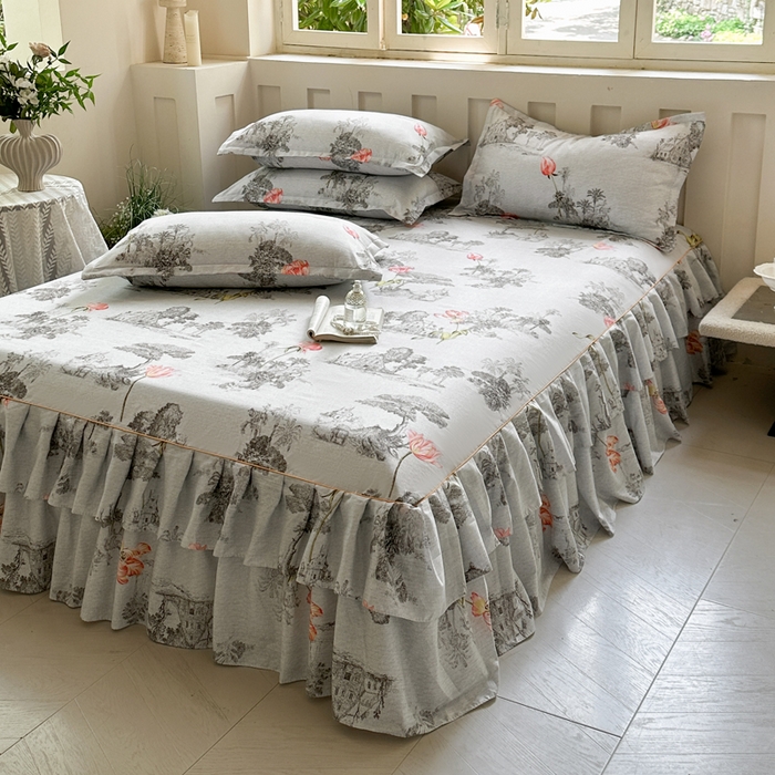 91家纺网 家纺一手货源 找家纺 （总）雨田家纺 2025新款柔软亲肤印花系列床裙单件单床裙