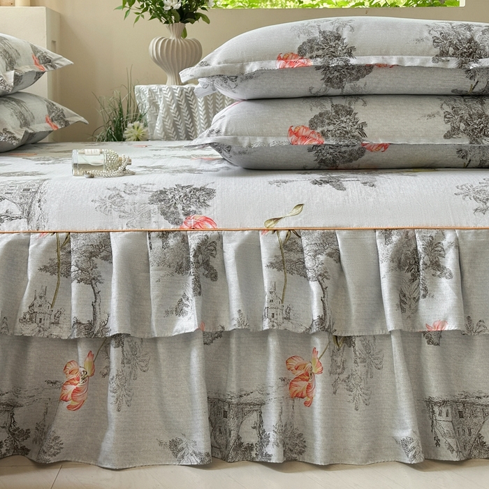 91家纺网 家纺一手货源 找家纺 （总）雨田家纺 2025新款柔软亲肤印花系列床裙单件单床裙