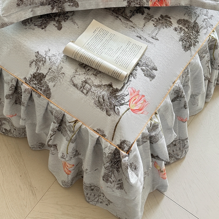 91家纺网 家纺一手货源 找家纺 （总）雨田家纺 2025新款柔软亲肤印花系列床裙单件单床裙