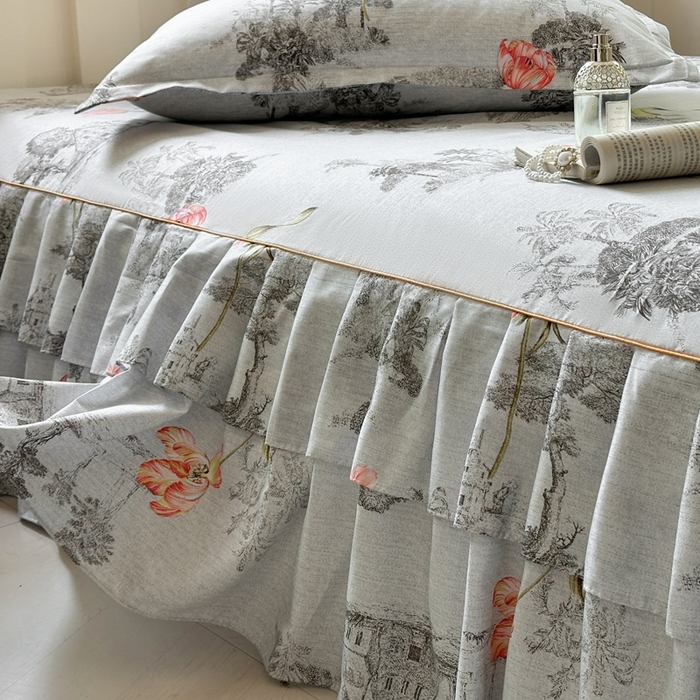 91家纺网 家纺一手货源 找家纺 （总）雨田家纺 2025新款柔软亲肤印花系列床裙单件单床裙