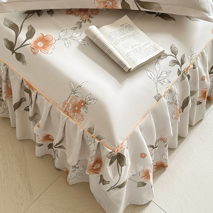 91家纺网 家纺一手货源 找家纺 雨田家纺 2025新款柔软亲肤印花系列床裙单件单床裙 千秋景色