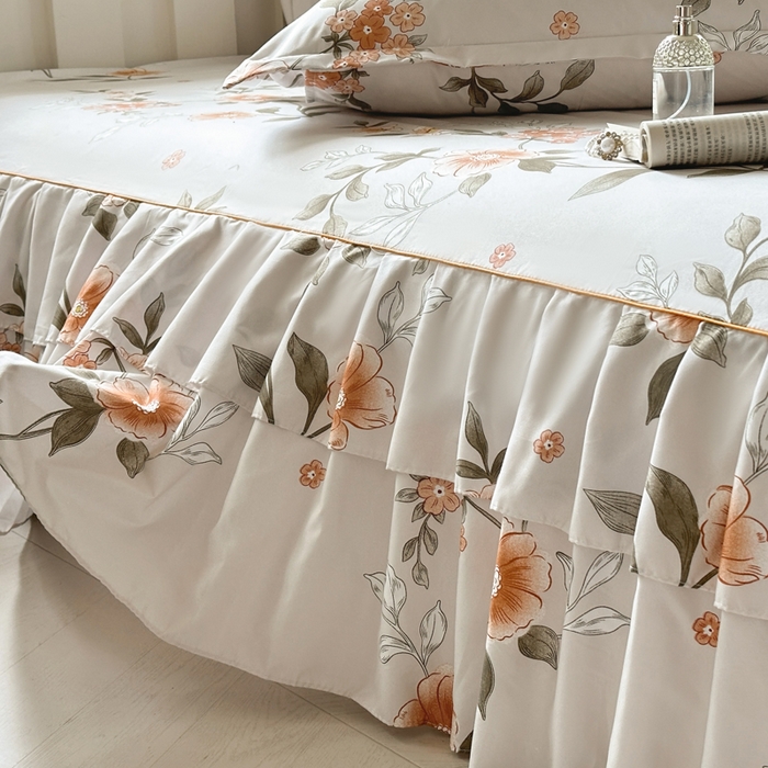 91家纺网 家纺一手货源 找家纺 雨田家纺 2025新款柔软亲肤印花系列床裙单件单床裙 千秋景色