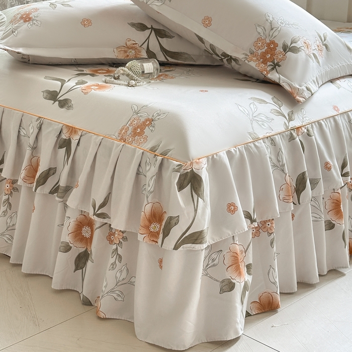 91家纺网 家纺一手货源 找家纺 雨田家纺 2025新款柔软亲肤印花系列床裙单件单床裙 千秋景色