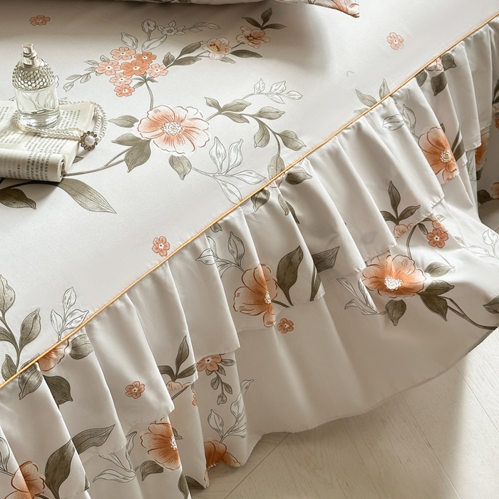 91家纺网 家纺一手货源 找家纺 雨田家纺 2025新款柔软亲肤印花系列床裙单件单床裙 千秋景色