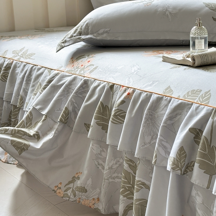 91家纺网 家纺一手货源 找家纺 雨田家纺 2025新款柔软亲肤印花系列床裙单件单床裙 桑秋