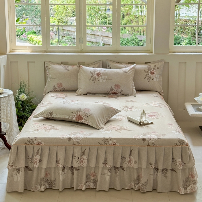 雨田家纺 2025新款柔软亲肤印花系列床裙单件单床裙 云锦生花