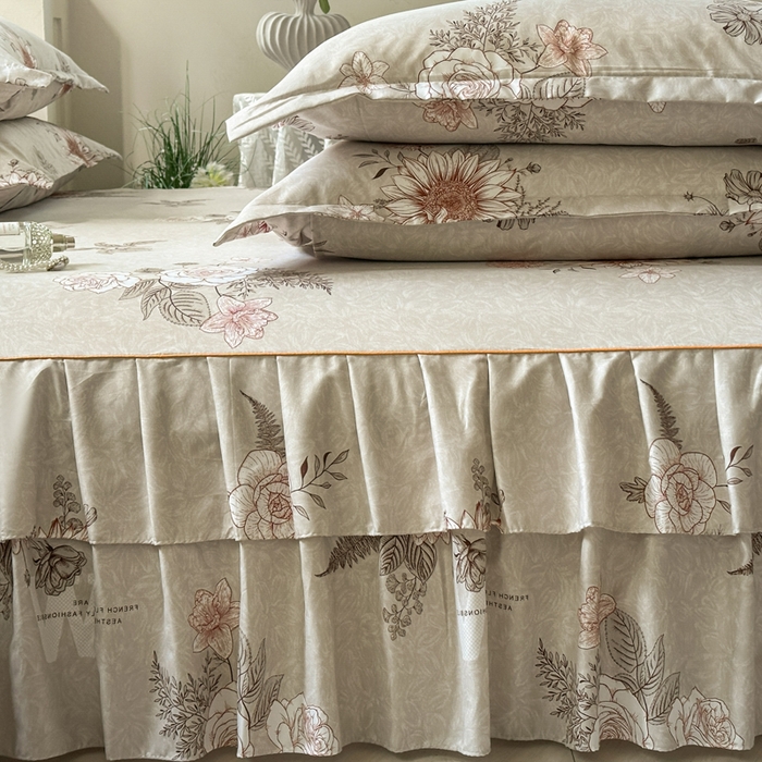 91家纺网 家纺一手货源 找家纺 雨田家纺 2025新款柔软亲肤印花系列床裙单件单床裙 云锦生花