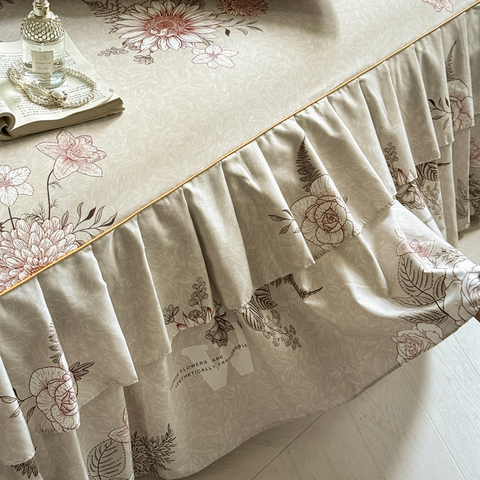 91家纺网 家纺一手货源 找家纺 雨田家纺 2025新款柔软亲肤印花系列床裙单件单床裙 云锦生花