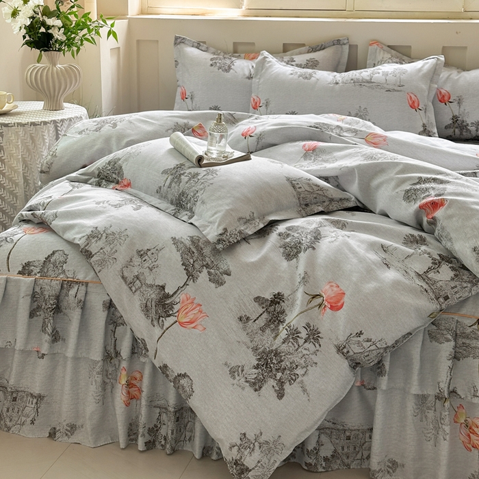 （总）雨田家纺 2025新款柔软亲肤印花床裙四件套