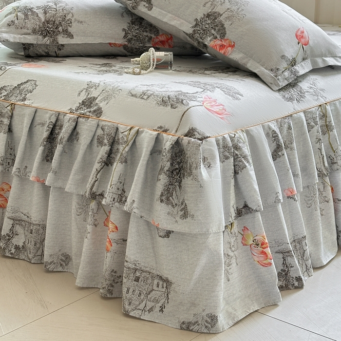 91家纺网 家纺一手货源 找家纺 （总）雨田家纺 2025新款柔软亲肤印花床裙四件套