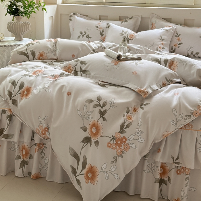 91家纺网 家纺一手货源 找家纺 （总）雨田家纺 2025新款柔软亲肤印花床裙四件套