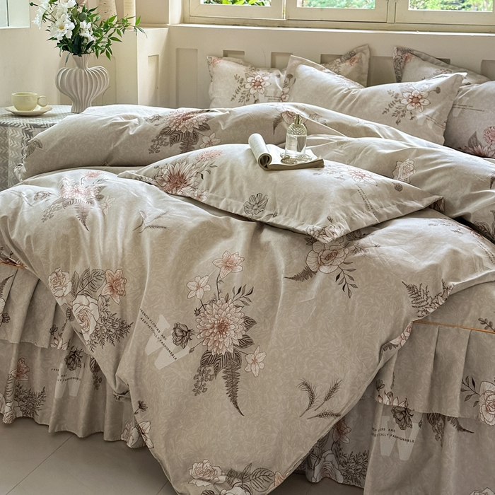 91家纺网 家纺一手货源 找家纺 （总）雨田家纺 2025新款柔软亲肤印花床裙四件套