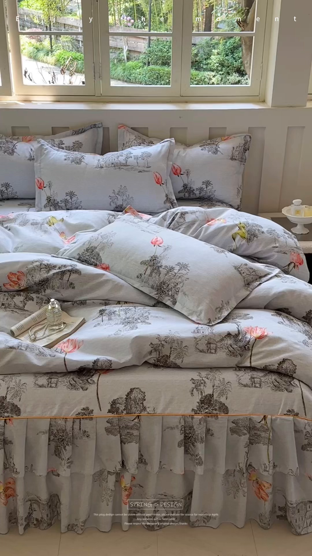 91家纺网 家纺一手货源 找家纺 雨田家纺 2025新款柔软亲肤印花床裙四件套 江南百景