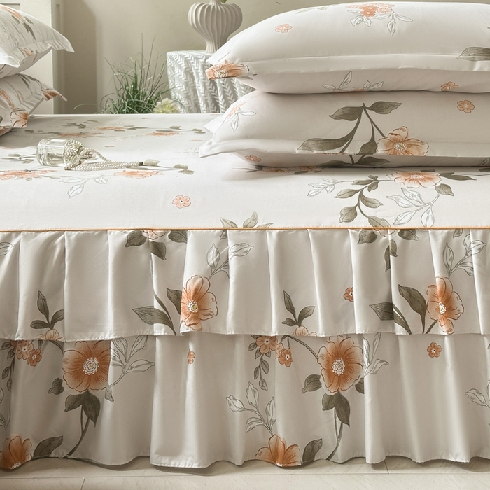 91家纺网 家纺一手货源 找家纺 雨田家纺 2025新款柔软亲肤印花床裙四件套 千秋景色