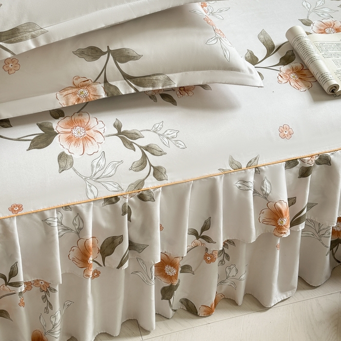 91家纺网 家纺一手货源 找家纺 雨田家纺 2025新款柔软亲肤印花床裙四件套 千秋景色