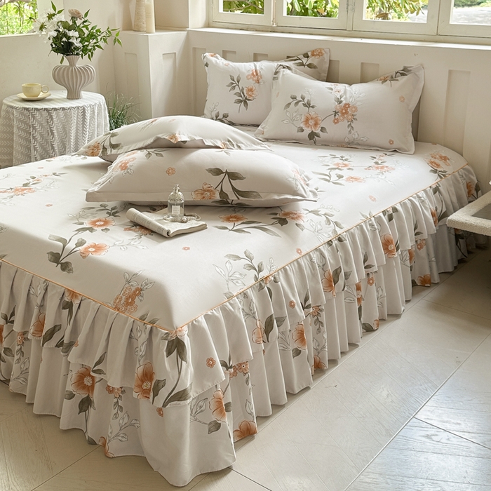 91家纺网 家纺一手货源 找家纺 雨田家纺 2025新款柔软亲肤印花床裙四件套 千秋景色