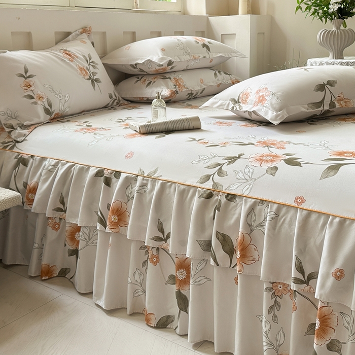 91家纺网 家纺一手货源 找家纺 雨田家纺 2025新款柔软亲肤印花床裙四件套 千秋景色