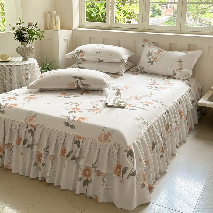 91家纺网 家纺一手货源 找家纺 雨田家纺 2025新款柔软亲肤印花床裙四件套 千秋景色