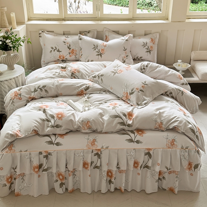 91家纺网 家纺一手货源 找家纺 雨田家纺 2025新款柔软亲肤印花床裙四件套 千秋景色