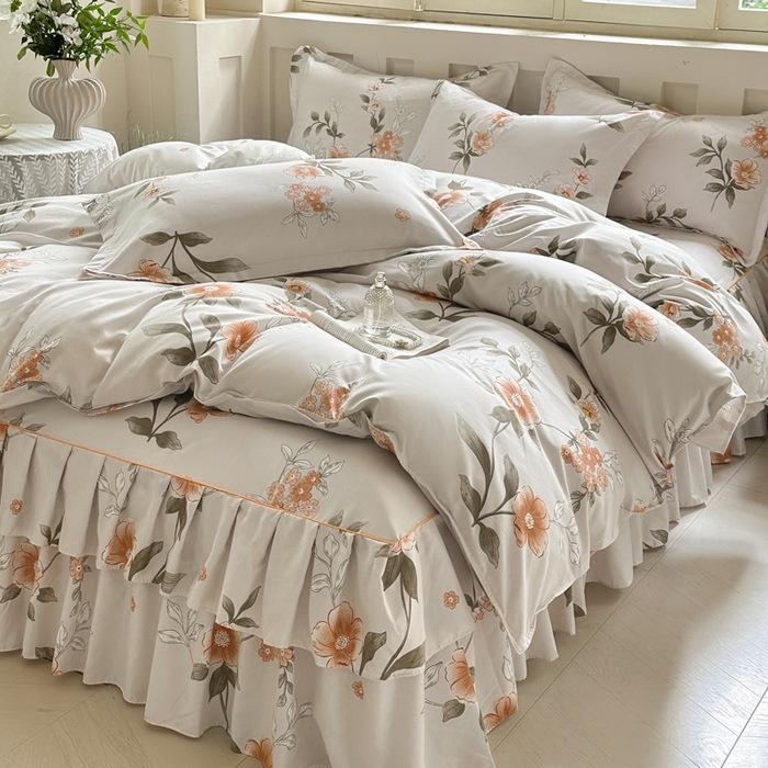 91家纺网 家纺一手货源 找家纺 雨田家纺 2025新款柔软亲肤印花床裙四件套 千秋景色