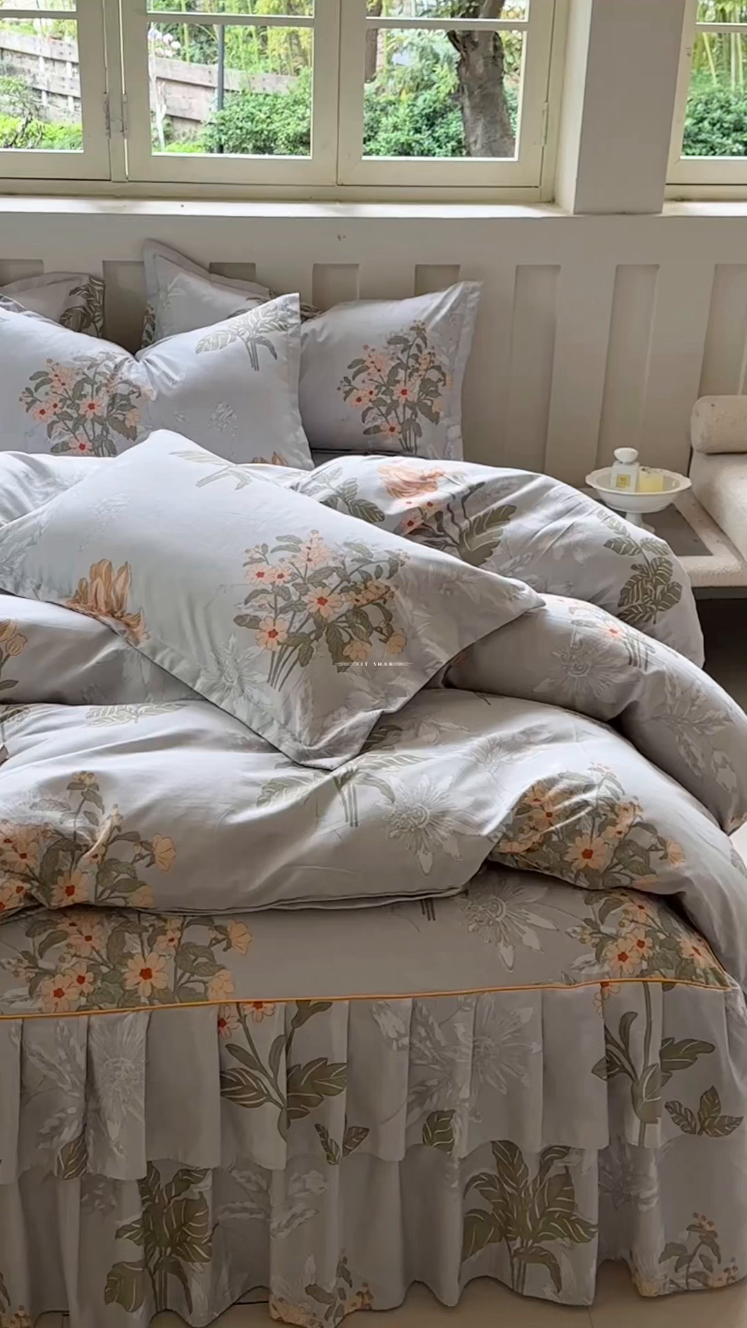 91家纺网 家纺一手货源 找家纺 雨田家纺 2025新款柔软亲肤印花床裙四件套 桑秋