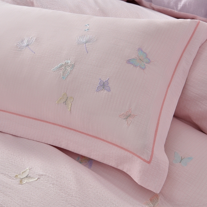 91家纺网 家纺一手货源 找家纺 （总）星窝2025新款蝴蝶重工立体绣花水洗棉四件套-蝶舞飞扬系列