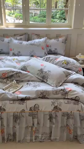 91家纺网 家纺一手货源 找家纺 （总）雨田家纺 2025新款柔软亲肤印花床裙四件套