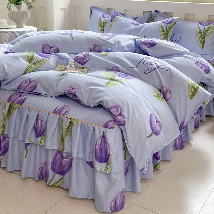 91家纺网 家纺一手货源 找家纺 （总）雨田家纺 2025新款亲肤棉印花床裙四件套-系列一