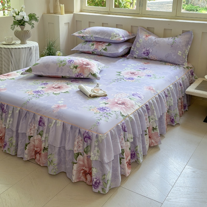 91家纺网 家纺一手货源 找家纺 雨田家纺 2025新款亲肤棉印花床裙四件套-系列一 富贵年华