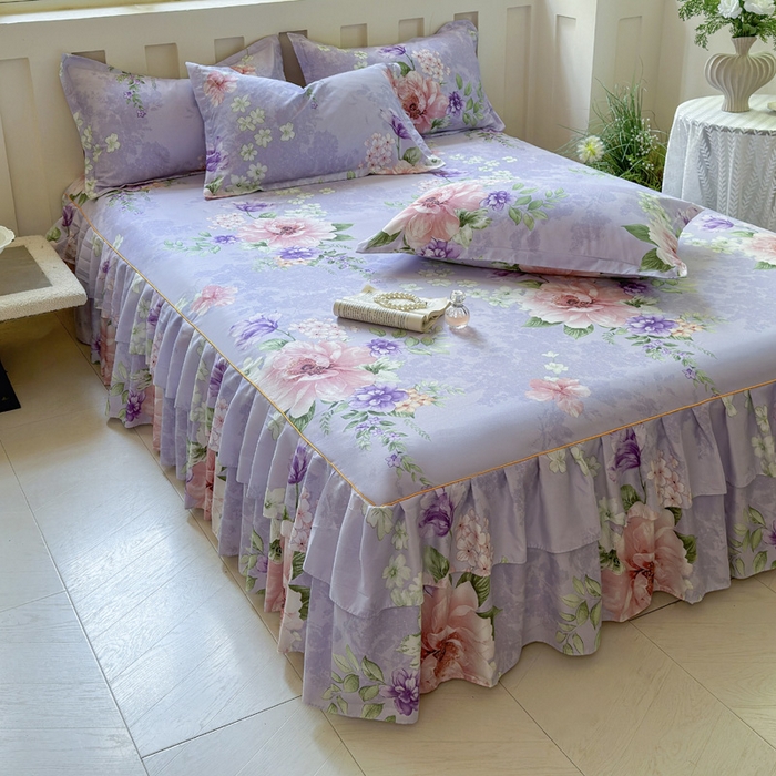 91家纺网 家纺一手货源 找家纺 雨田家纺 2025新款亲肤棉印花床裙四件套-系列一 富贵年华