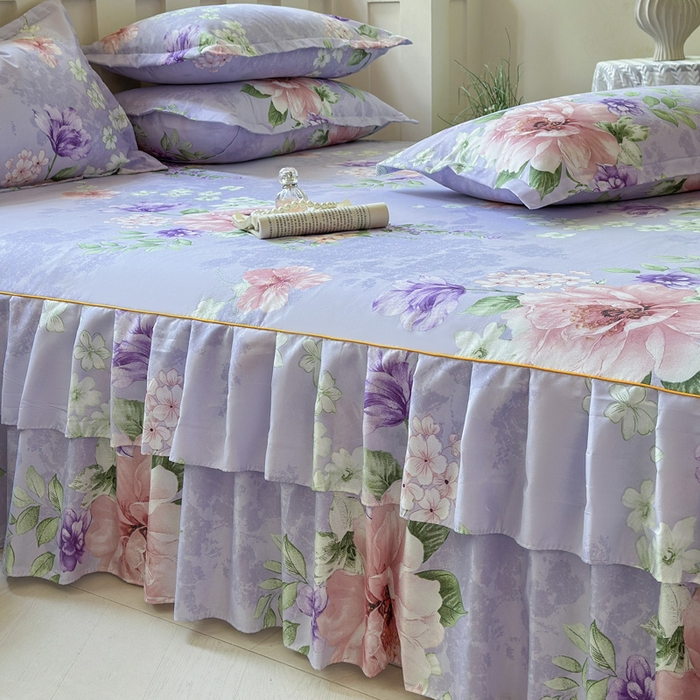 91家纺网 家纺一手货源 找家纺 雨田家纺 2025新款亲肤棉印花床裙四件套-系列一 富贵年华