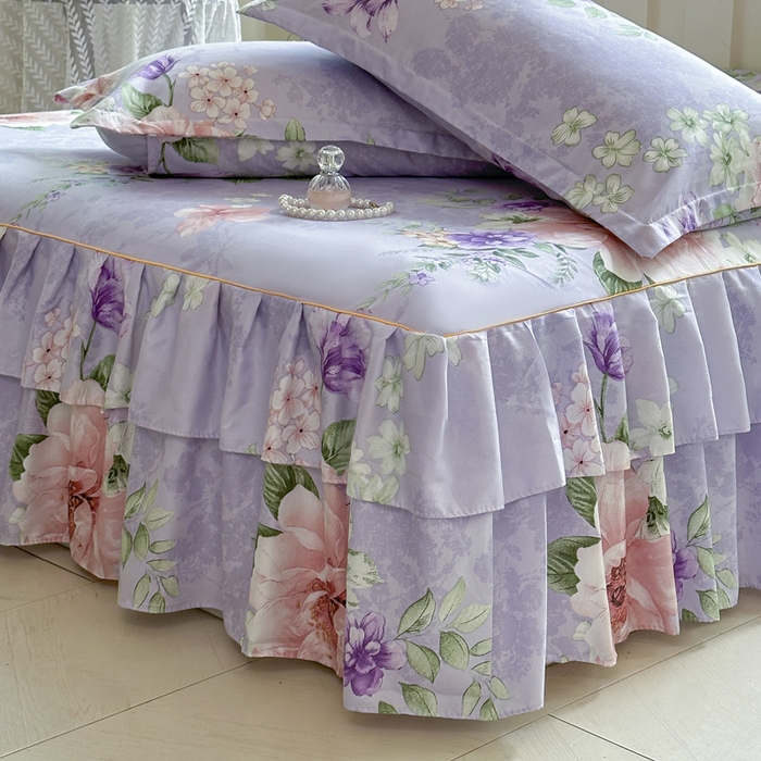 91家纺网 家纺一手货源 找家纺 雨田家纺 2025新款亲肤棉印花床裙四件套-系列一 富贵年华