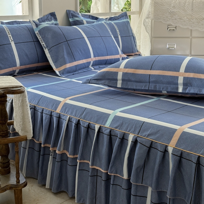 91家纺网 家纺一手货源 找家纺 雨田家纺 2025新款亲肤棉印花床裙四件套-系列一 青春