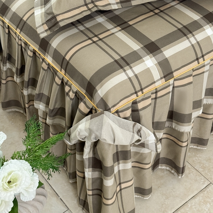 91家纺网 家纺一手货源 找家纺 雨田家纺 2025新款亲肤棉印花床裙四件套-系列一 新动力棕