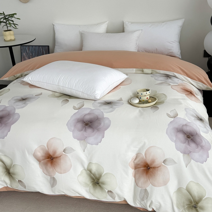 91家纺网 家纺一手货源 找家纺 艾迪尚家纺 2025新款生态全棉纯棉磨毛印花单品系列-单被套被套单件 繁花-桔