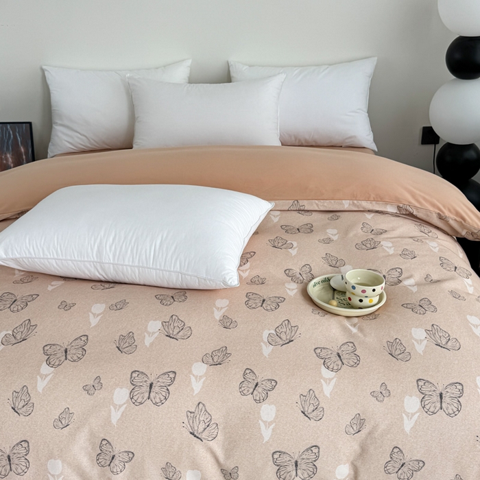 91家纺网 家纺一手货源 找家纺 艾迪尚家纺 2025新款生态全棉纯棉磨毛印花单品系列-单被套被套单件 纷飞-桔