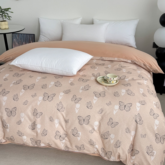 91家纺网 家纺一手货源 找家纺 艾迪尚家纺 2025新款生态全棉纯棉磨毛印花单品系列-单被套被套单件 纷飞-桔