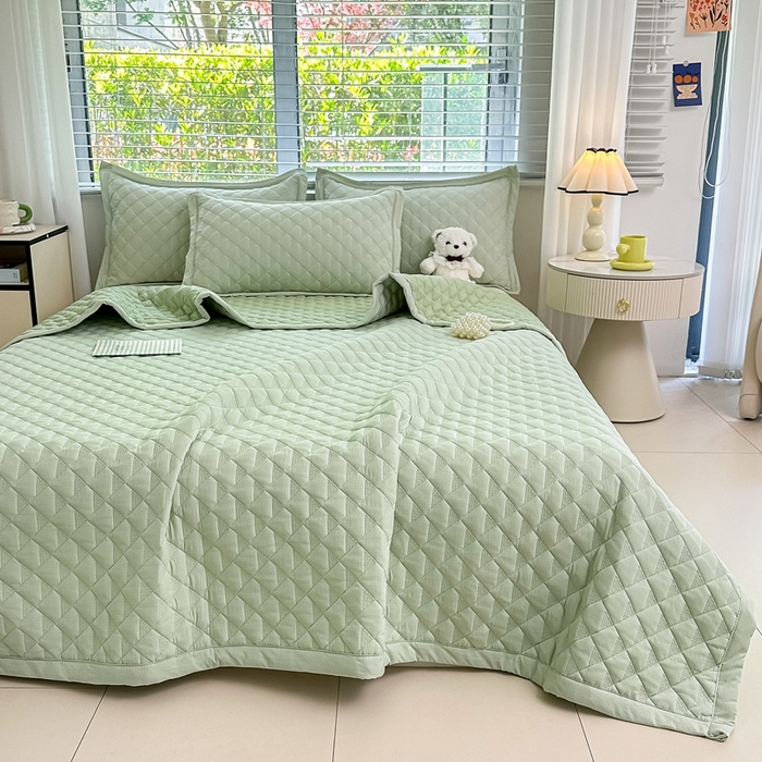 91家纺网 家纺一手货源 找家纺 （总）橘夏家纺 2025新款夏季凉感雪肌棉金典款多功能床盖三件套可水洗盖毯