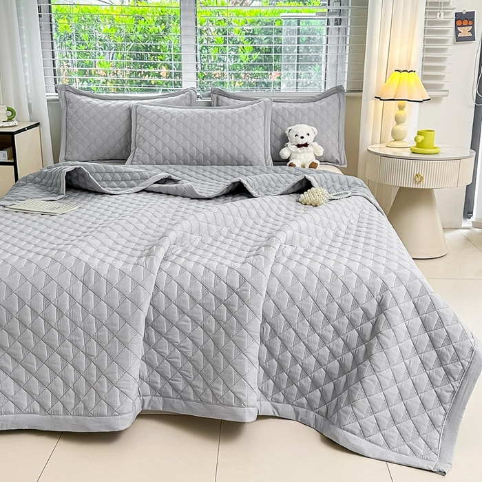 91家纺网 家纺一手货源 找家纺 （总）橘夏家纺 2025新款夏季凉感雪肌棉金典款多功能床盖三件套可水洗盖毯