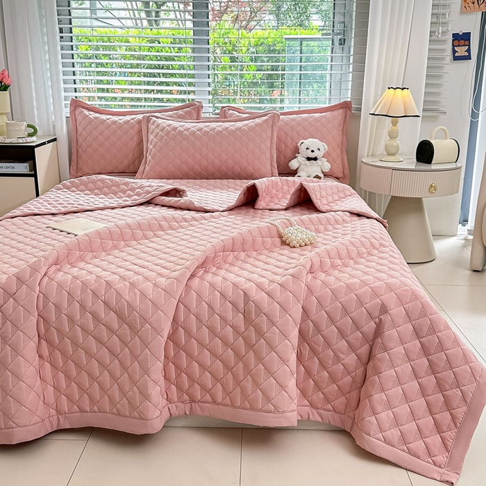 91家纺网 家纺一手货源 找家纺 （总）橘夏家纺 2025新款夏季凉感雪肌棉金典款多功能床盖三件套可水洗盖毯