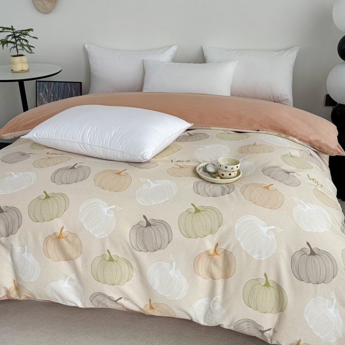 91家纺网 家纺一手货源 找家纺 艾迪尚家纺 2025新款生态全棉纯棉磨毛印花单品系列-单被套被套单件 如意-桔