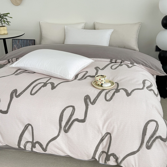 91家纺网 家纺一手货源 找家纺 艾迪尚家纺 2025新款生态全棉纯棉磨毛印花单品系列-单被套被套单件 时光-灰