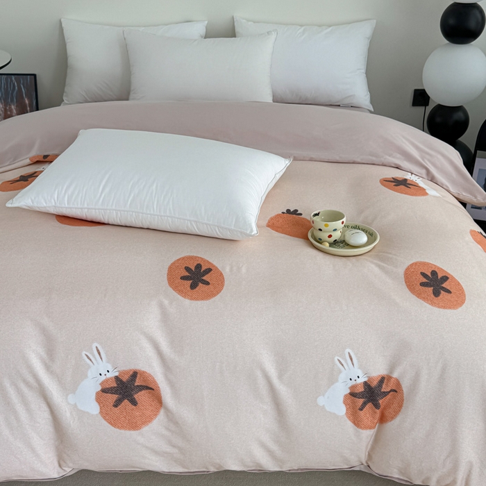 91家纺网 家纺一手货源 找家纺 艾迪尚家纺 2025新款生态全棉纯棉磨毛印花单品系列-单被套被套单件 事事如意-桔