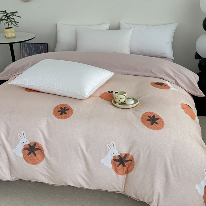 91家纺网 家纺一手货源 找家纺 艾迪尚家纺 2025新款生态全棉纯棉磨毛印花单品系列-单被套被套单件 事事如意-桔