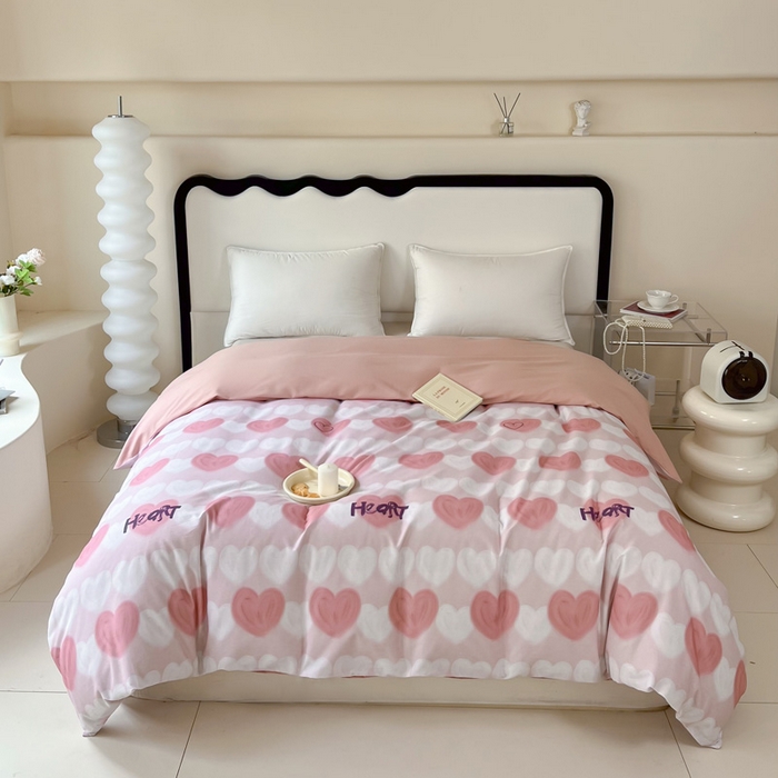 91家纺网 家纺一手货源 找家纺 艾迪尚家纺 2025新款生态全棉纯棉磨毛印花单品系列-单被套被套单件 心心相印-粉