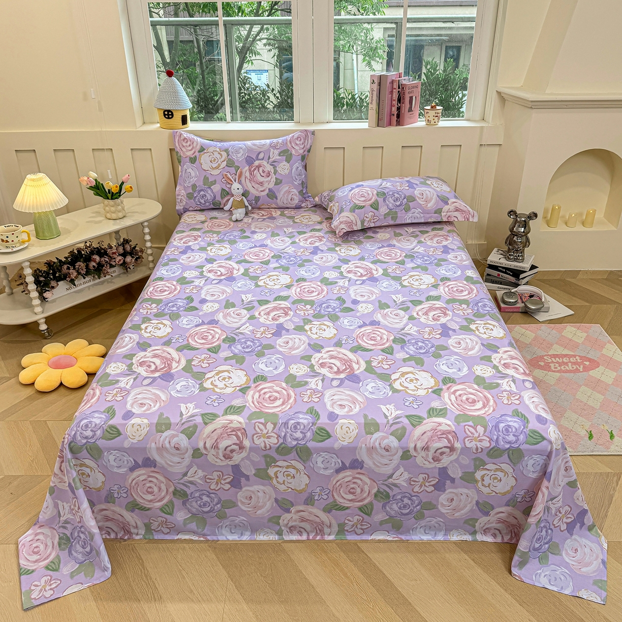 91家纺网 家纺一手货源 找家纺 （总）壹贝家纺 2025新款小清新全棉纯棉印花系列(喷气工艺)(高品质)(花型持续更新)(接受各种预定尺寸)-单床单