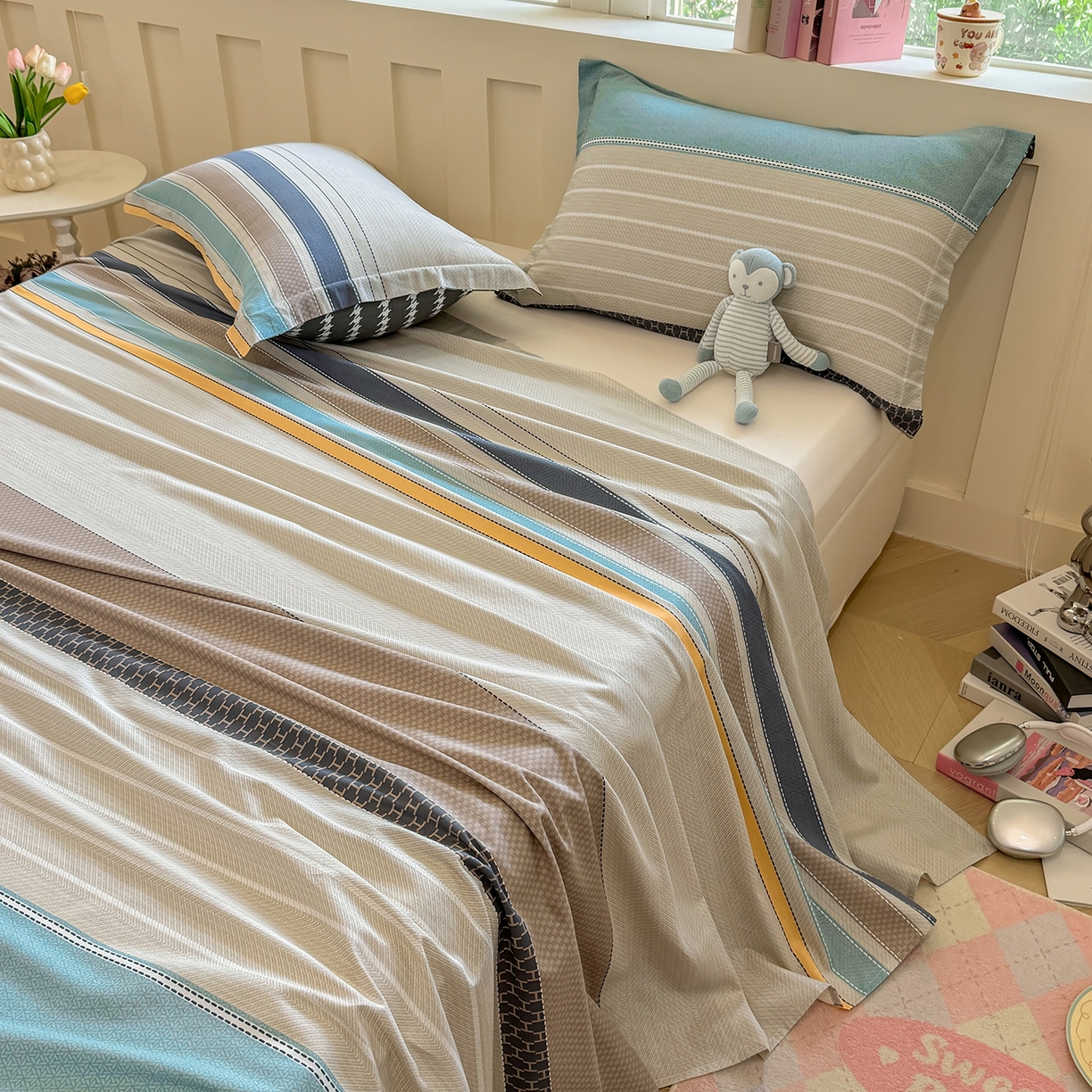 91家纺网 家纺一手货源 找家纺 壹贝家纺 2025新款小清新全棉纯棉印花系列-单床单 如果爱