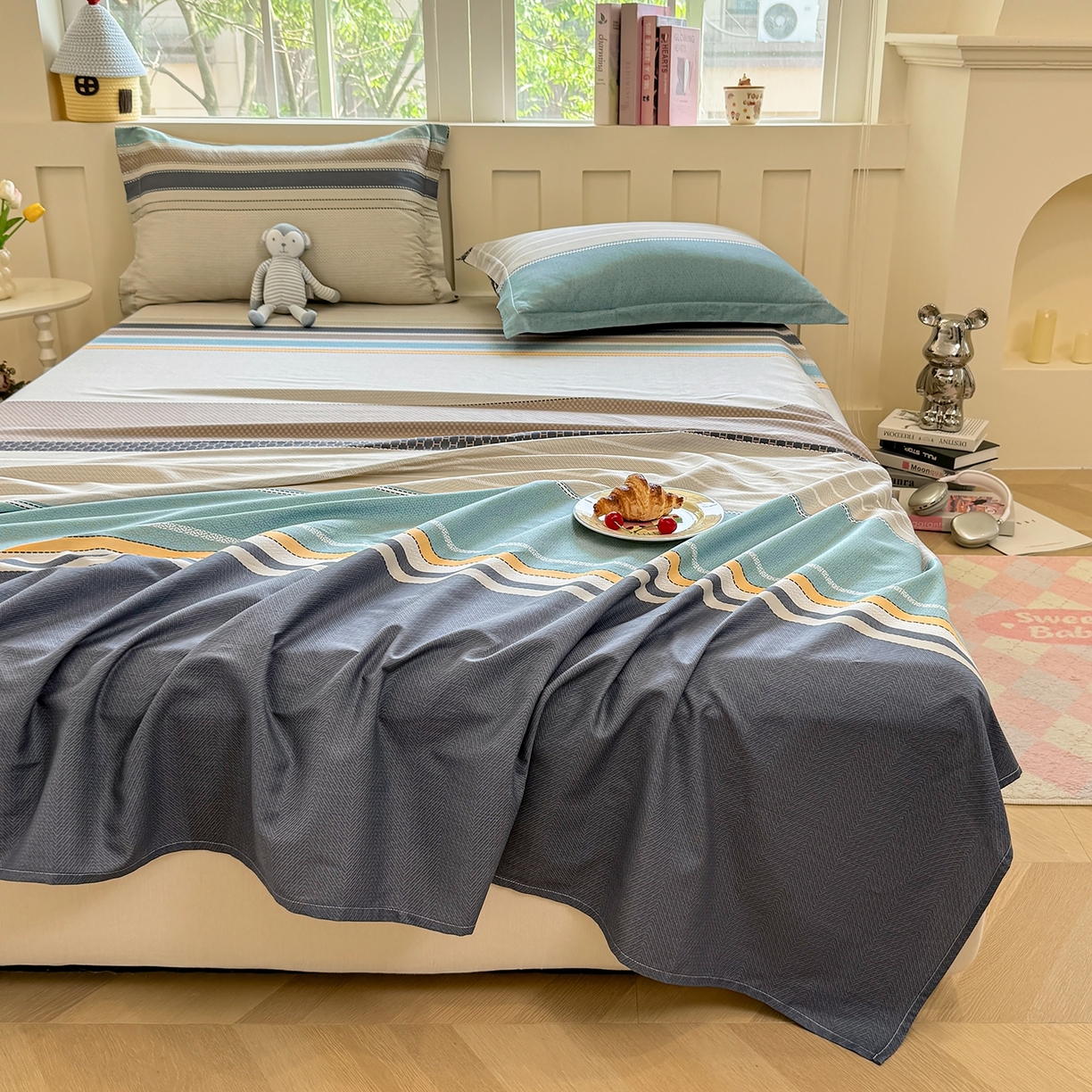 91家纺网 家纺一手货源 找家纺 壹贝家纺 2025新款小清新全棉纯棉印花系列-单床单 如果爱