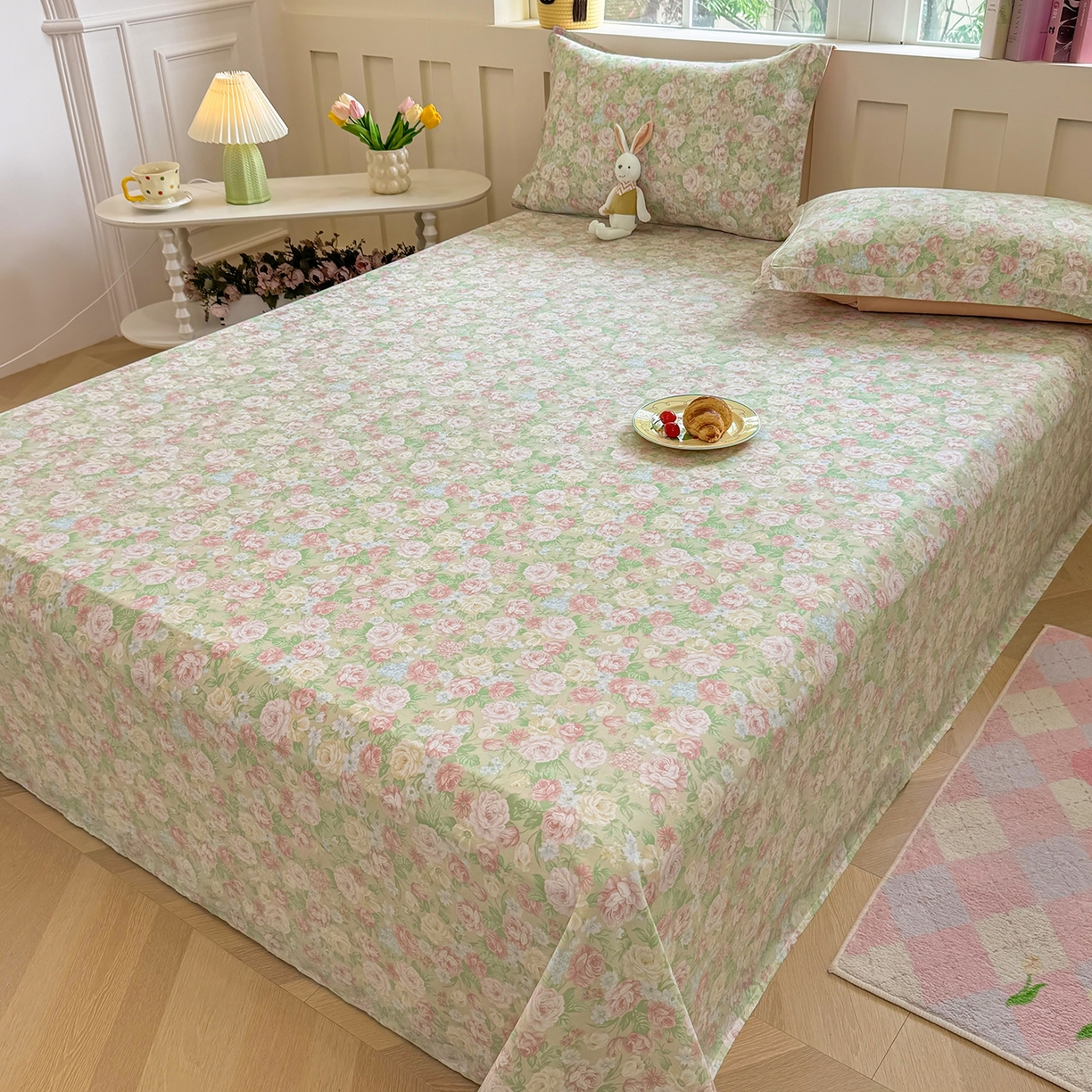 91家纺网 家纺一手货源 找家纺 壹贝家纺 2025新款小清新全棉纯棉印花系列-单床单 玫瑰的故事